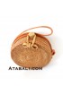 Ata mini round bag plain pattern with ribbon clip